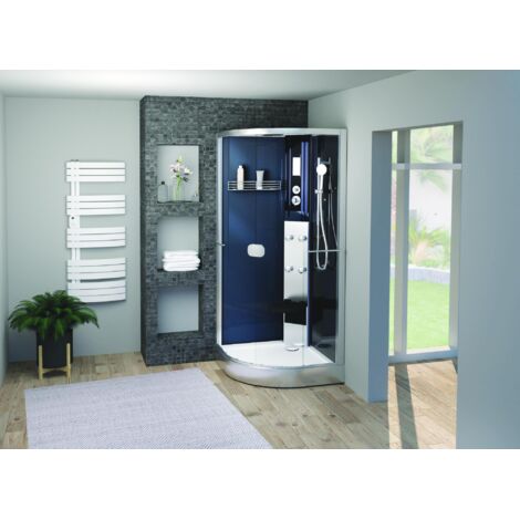 ONDEE - Cabina hidromasaje NED - Montaje sin silicona - 1/4 de círculo 90 cm - gris - se entrega en kit