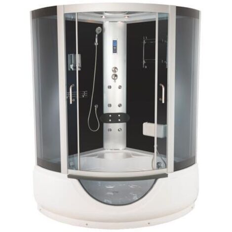 Ondee – Cabine bain douche hydromassante 135cm – Douche à l'italienne avec porte coulissante – Verre de sécurité – Aluminium epoxy gris