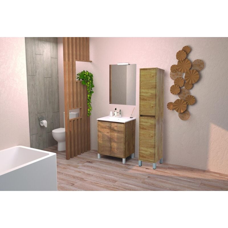 Ondee - colonne de rangement salle de bain belis a poser - bois - 30CM