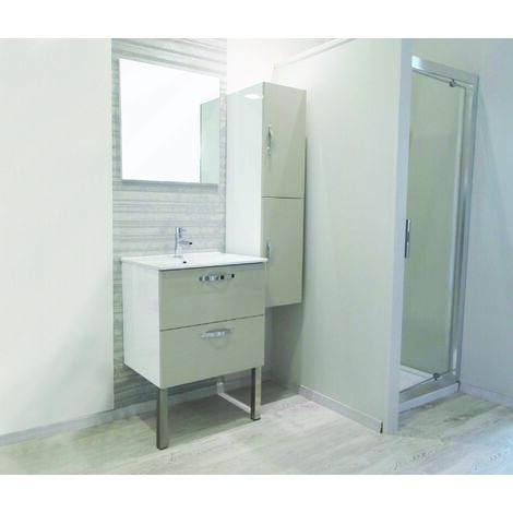 Ondee – Ensemble caisson + vasque 60cm blanc – Caisson mélaminé – Plan céramique extra-plat 18mm – Meuble à suspendre MIXY