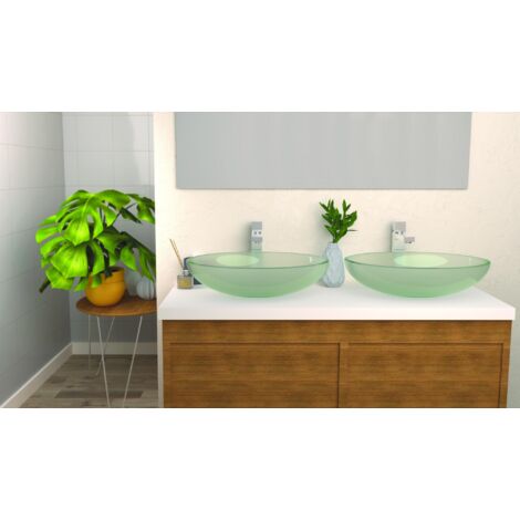 ONDEE - Lavabo oval para colocar PIROGUE - Transparente - 56x36,5cm - Vidrio - Sin rebosadero