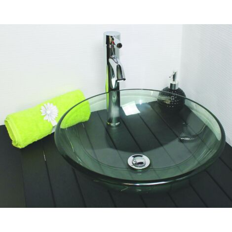 ONDEE - Lavabo redondo para colocar MITRA - Transparente - 42cm - Vidrio - Sin rebosadero
