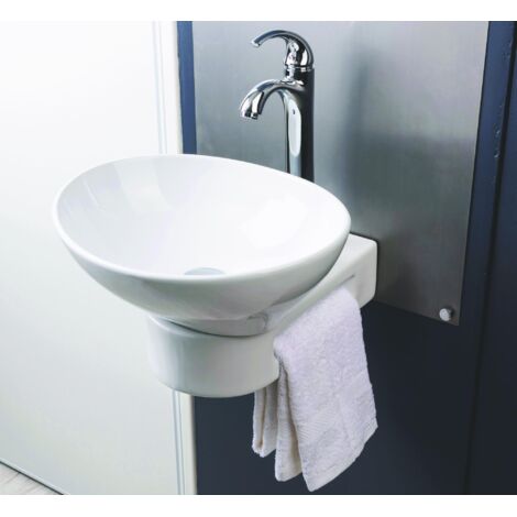 ONDEE - Lavamanos redondo TWINSET - Blanco - 42x41cm - Cerámica - Sin rebosadero