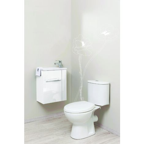 Ondee – Lave-mains compact 40cm – Finition laquée blanche – 1 porte réversible – Installation murale – Dimensions H50,5 x P22cm