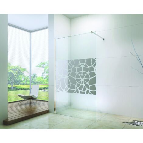 ONDEE - Mamparas de baño ALEA - Serigrafía espejo - Vidrio templado - Transparente -  80x200x1cm