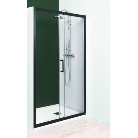ONDEE - Mamparas de baño NAPA - Mamparas de baño corredera - Vidrio templado - Acabados negros -  120x195x0,6cm