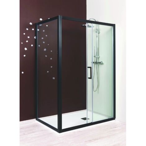 ONDEE - Mamparas de baño NAPA - Mamparas de baño fija  - Vidrio templado - Acabados negros - 80x195x0,6cm