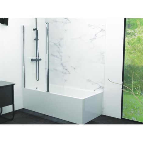 ONDEE - Mamparas de baño SANDRA - Vidrio templado - acabado cromado - 2 V - 120x140X0,4CM