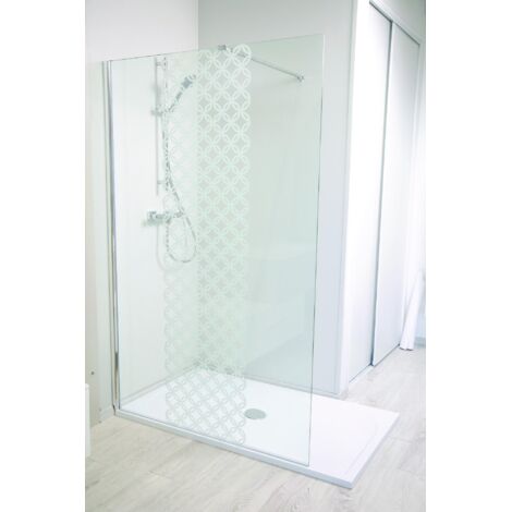 ONDEE - Mamparas de baño TAILA - Vidrio templado - Serigrafía Escarchada con motivo - 100x200x0,8cm