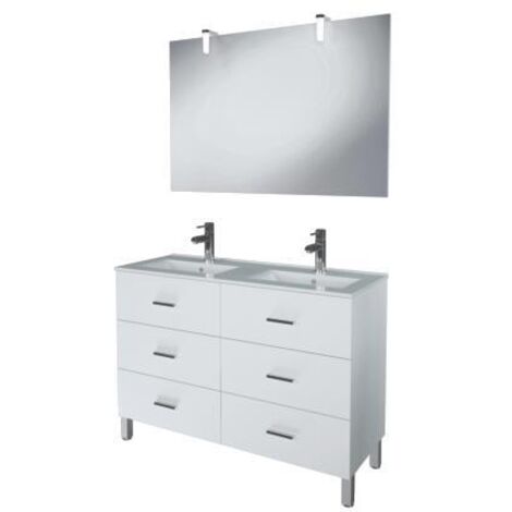 Ondee – Meuble double vasque à poser Montecarlo – L120cm – Plan vasque en céramique – 6 tiroirs à fermeture progressive – Livré monté