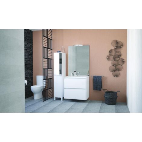 ONDEE - Mueble de baño BELIS + Espejo empotrado - Entregado montado  - Ancho: 80cm - Acabado: blanco