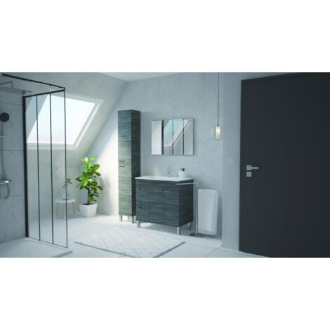 ONDEE - Mueble de baño de la colección AKTIVA-  Entregado en kit - Ancho 80cm - Melamina Madera gris
