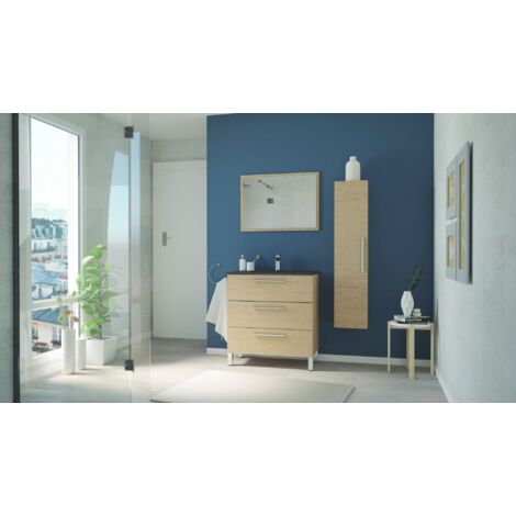 ONDEE - Mueble de baño PALLAS - 80cm - Roble claro - Neceser negro
