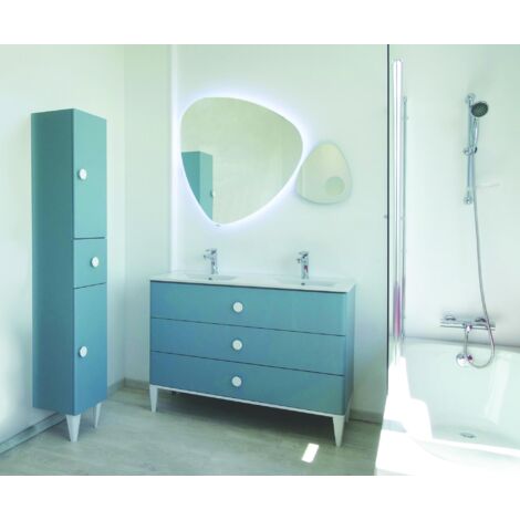 ONDEE - Mueble de baño para fijar de la colección NEMOO - Entregado en kit - Ancho 120cm - lacado mate verde de agua - Lavabo plano