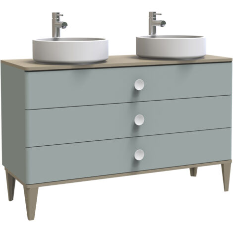 ONDEE - Mueble de baño para fijar de la colección NEMOO - Entregado en kit - Ancho 120cm - lacado mate verde de agua - plano para colocar