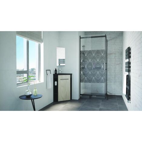 ONDEE - Mueble escritorio NOVA - versión esquinera - melamina - Suministrado en kit - espejo - negro