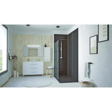 Ondee – Panneau mural de douche bicolor 1,2x2,55m – Finition gris clair et anthracite – Installation rapide et étanche – Composite et aluminium
