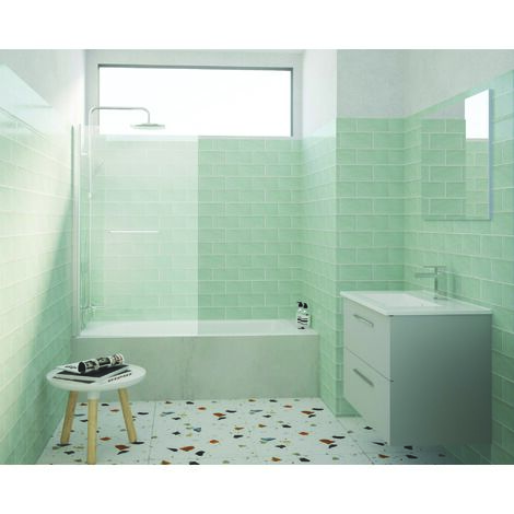 Ondee – Pare-baignoire ICY 85x140cm – Verre trempé 5mm – Finition chromée – Traitement anticalcaire – Installation réversible