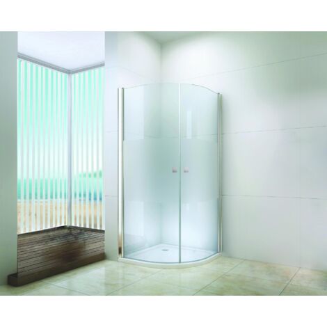 Ondee – Paroi d'accès d'angle SELYNA quart de cercle en verre trempé givré 6mm – L 90 cm x H 194,5 cm – Aluminium chromé avec traitement anticalcaire