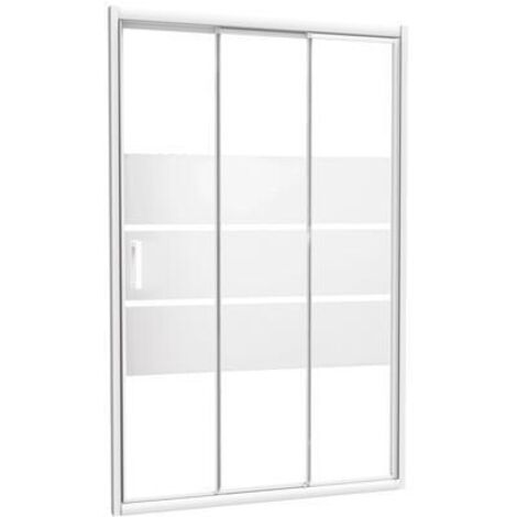 Ondee – Paroi de douche coulissante 3 volets – L 80 x H 185 cm – Verre trempé 4 mm – Aluminium laqué blanc – Traitement anticalcaire