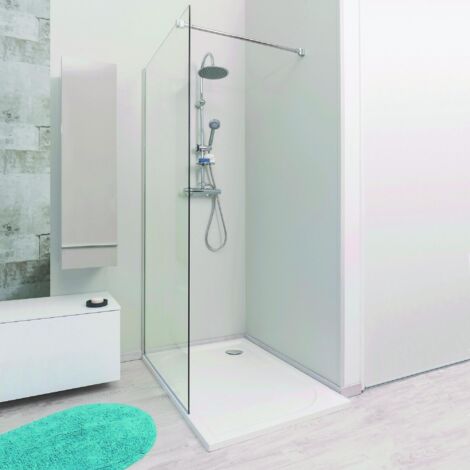 Ondee – Paroi de douche italienne en verre trempé 8mm – Transparent 80x200cm – Traitement anticalcaire – Montage réversible