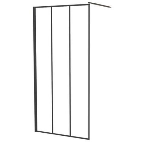 Ondee – Paroi de douche fixe 100 cm – Verre trempé 8 mm avec traitement anticalcaire – Profilé noir mat ajustable – Installation sans silicone