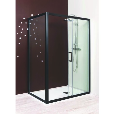 Ondee – Paroi latérale NAPA 90x195cm – Retour fixe – Aluminium noir mat – Épaisseur verre 6mm – Traitement anticalcaire