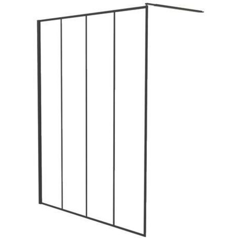 Ondee – Paroi de douche fixe 120 cm – Verre trempé 8 mm avec traitement anticalcaire – Profilé noir mat ajustable – Installation sans silicone