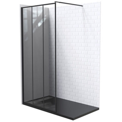 Ondee – Paroi de douche verrière 90 cm – Verre trempé 8 mm – Profilé noir mat – Installation sans seuil – Traitement anticalcaire
