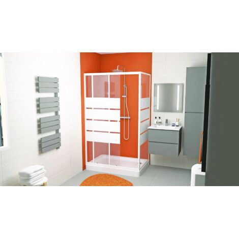 ONDEE - Plato de ducha CERA - relieves antideslizantes - Gres - Blanco - 80x120x11cm