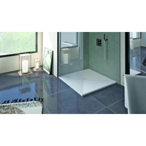 ONDEE - Plato de ducha NOLA 3 - Puede cortarse - 100x100x3cm - Resina - Blanco