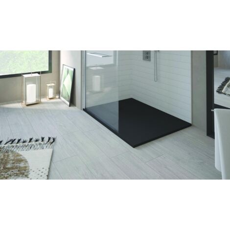ONDEE - Plato de ducha NOLA 3 - Puede cortarse - 80x100x3cm - Resina - Negro