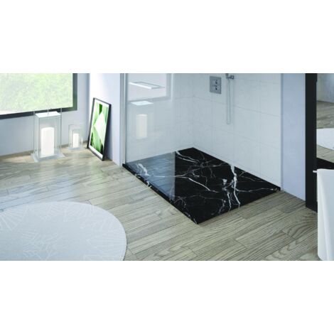 ONDEE - Plato de ducha NOLA 3 - Puede cortarse - 80x120x3cm - Resina - Mármol negro
