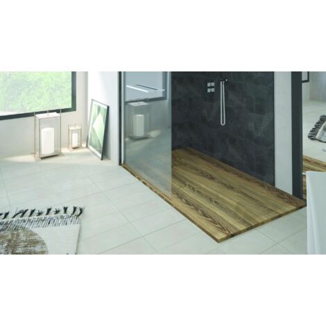 ONDEE - Plato de ducha NOLA 3 - Puede cortarse - 90x200x3cm - Resina - Nogal