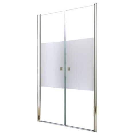 Ondee – Porte de douche battante 90 cm – Verre trempé givré 6 mm – Installation réversible – Traitement anticalcaire – Ouverture intérieure/extérieure