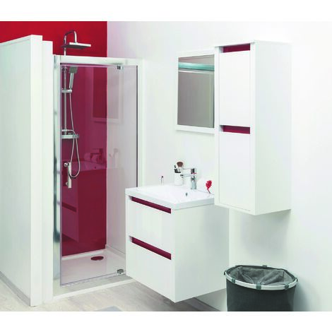 Ondee – Porte de douche pivotante 80x185cm – Verre trempé 6mm – Finition chromé – Installation réversible – Traitement anticalcaire