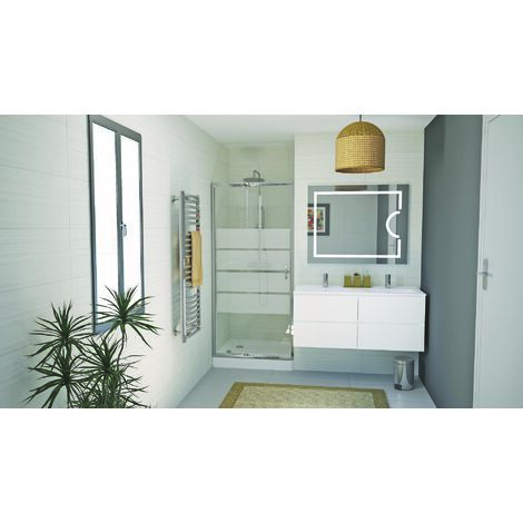 Ondee – Porte de douche pivotante 90x190cm – Verre trempé 5mm avec traitement anticalcaire – Profilé aluminium chromé ajustable – Charnières inox