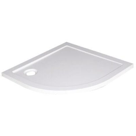 Ondee – Receveur de douche à poser 1/4 de cercle 80 cm – Extra-plat H4cm – SMC blanc résistant aux chocs – Évacuation Ø90mm