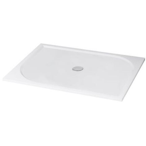 Ondee – Receveur de douche extra-plat 80x140 cm en béton de synthèse blanc – Surface antidérapante – Ø d'évacuation 90 mm – Pour espaces modernes