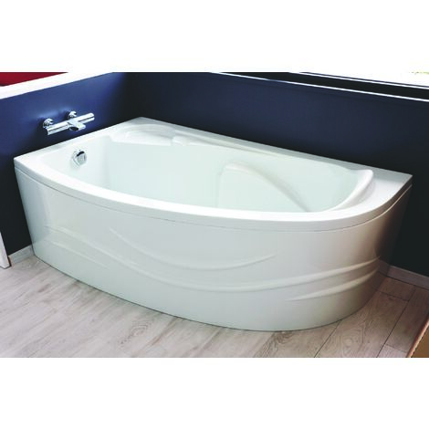 Ondee – Tablier de baignoire gauche 160x90cm – Acrylique blanc avec motif vague – Installation facile sous baignoire Fany