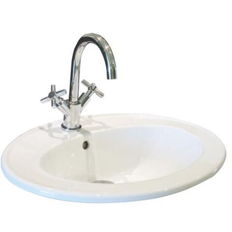 Ondee – Vasque ovale encastrée ZOE 55x45cm – Porcelaine blanche – Avec trop plein – Installation facile dans meuble salle de bain