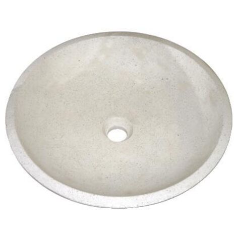 Ondee – Vasque à poser ronde 44cm – Terrazzo crème – Sans trop plein – Finition artisanale unique – Pour salle de bain moderne