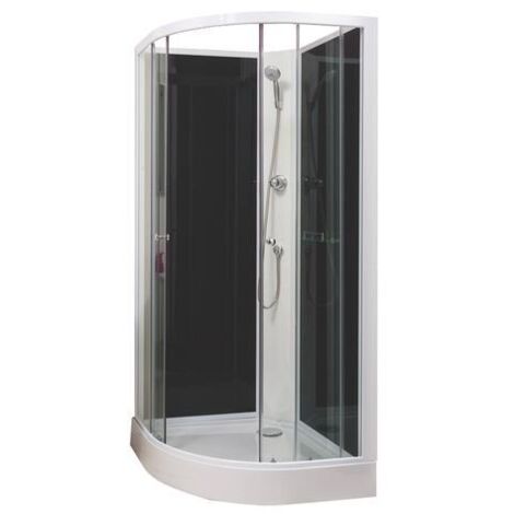 Ondee – Cabine de douche quart de cercle 90x90cm – 2 portes coulissantes en verre trempé 5mm – Installation sans silicone – Hauteur 207cm