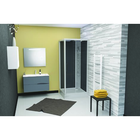 Ayor – Cabine de douche hydromassante NIKY 90x90cm – Verre de sécurité 5mm – Jets orientables – Aluminium peint blanc – Installation simple