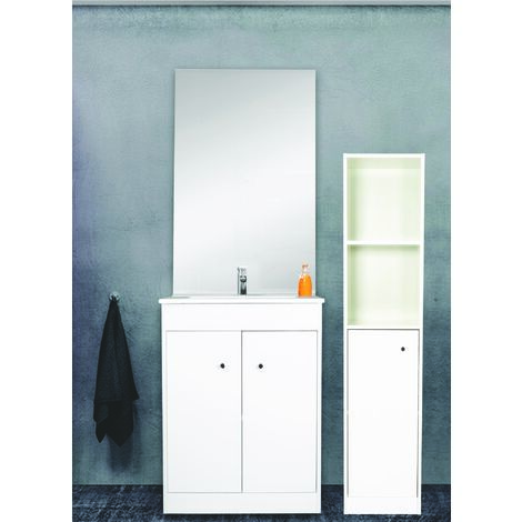 ONDEE ZEN - Colonne de salle de bain à poser ABBY - 35cm - Blanc - Laqué - Livré monté