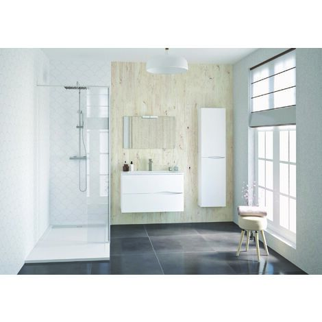 ONDEE ZEN - Colonne salle de bain à suspendre 2DOO - L40cm - Blanc - Livré monté