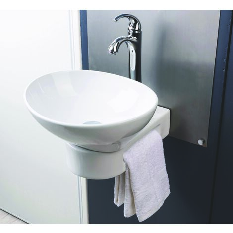 ONDEE ZEN - Lave-mains rond TWINSET - Blanc - 42x41cm - Céramique - Sans trop plein