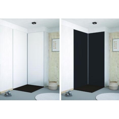 ONDEE ZEN - Pack montage 2 panneaux muraux en angle - blanc & noir 120 cm - profilé chromé