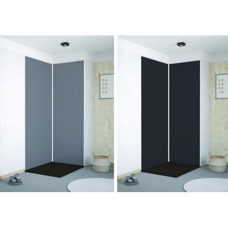ONDEE ZEN - Pack montage 2 panneaux muraux en angle -  gris & anthracite 120 cm - profilés blanc