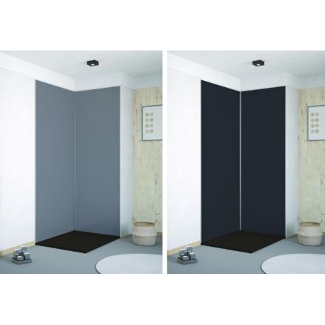 ONDEE ZEN - Pack montage 2 panneaux muraux en angle -  gris & anthracite 120 cm - profilés chromés